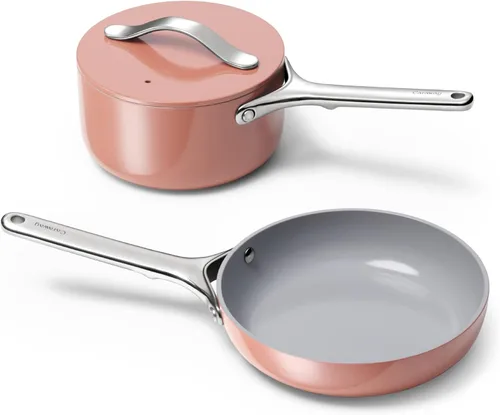 Miniatura 9 de Caraway Juego de mini utensilios de cocina, sartén antiadherente de cerámica (1.05 cuartos de galón, 8 pulgadas) (1.75 cuartos de galón) y estante
