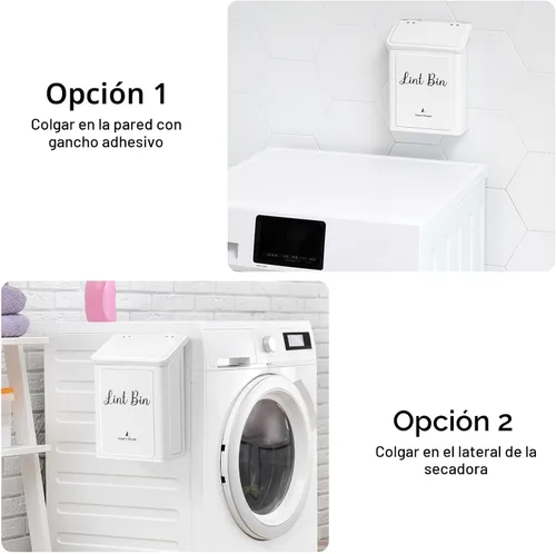Miniatura 4 de SUBEKYU Contenedor Magnético de Pelusa para Cuarto de Lavandería, Caja de Pelusa de Metal Montada en Pared, Bote de Basura con Tapa para Secadora