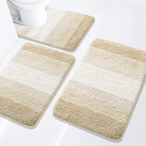 Miniatura 51 de Arotive - Juego de alfombras de baño de 3 piezas, alfombras de baño extra suaves y absorbentes, alfombrillas de baño lavables a máquina y que se
