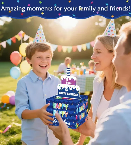 Miniatura 2 de Caja de dinero de cumpleaños para regalo en efectivo, cajas de regalo sorpresa para dinero, caja de dinero con tarjeta de feliz cumpleaños extraíble
