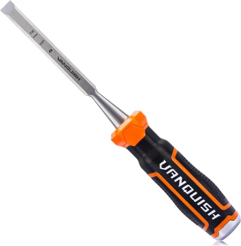 VANQUISH Cuchillas biseladas Cincel de madera Cincel de embutir de 1/2 pulgada con tapa de acero llamativo para tallado de carpintería (4623)