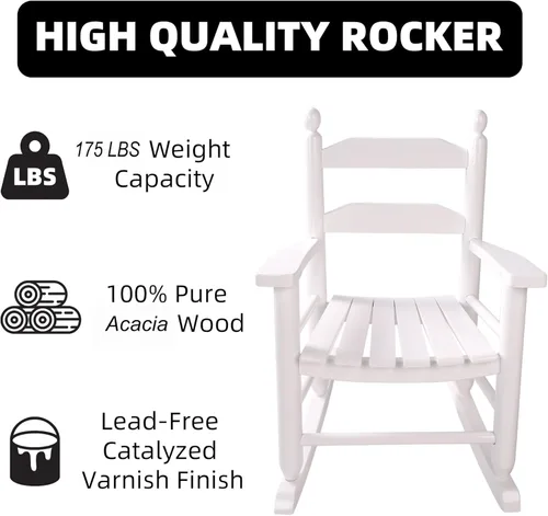 Miniatura 4 de Mecedora de madera para niños, cómoda mecedora reclinable para niños de 3 a 6 años, silla de descanso para bebés y niños, sala