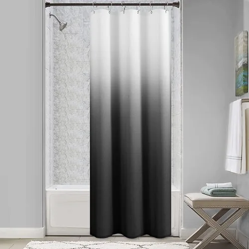 Cortina de ducha para compartimento pequeño negra para hombres, 36 pulgadas de ancho, juego de cortinas de baño gris, cortinas geométricas estrechas