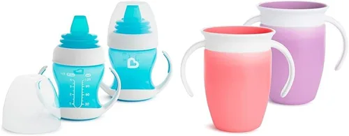 Miniatura 16 de Munchkin® Gentle™ Transition Sippy Trainer - Tazón de 4 onzas, paquete de 2, cuencos de succión azules y Stay Put™ para bebés y niños pequeños