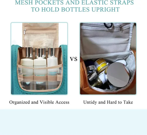 Miniatura 3 de BAGSMART - Estuche de viaje para cosméticos y artículos de aseo personal a prueba de agua con gancho para colgar, neceser organizador de viaje