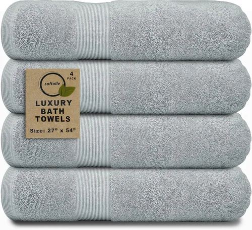 Miniatura 18 de Juego de 4 toallas de baño de lujo (27 x 54 pulgadas), toallas para baño, súper suaves, toallas altamente absorbentes para el hogar, spa, gimnasio