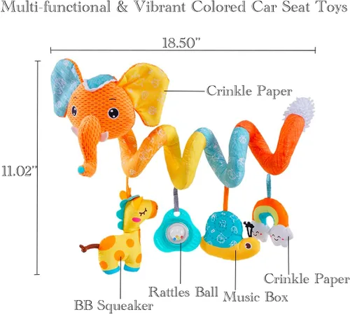 Miniatura 2 de Juguetes de asiento de automóvil para bebé, juguete de cochecito de actividad en espiral para bebés de 0 a 6 meses, juguetes colgantes para bebés