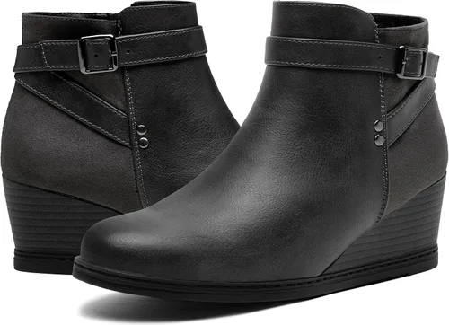 Miniatura 8 de Jeossy Botas de cuña 9636 para mujer Cómodas botas de cuña con cremallera lateral
