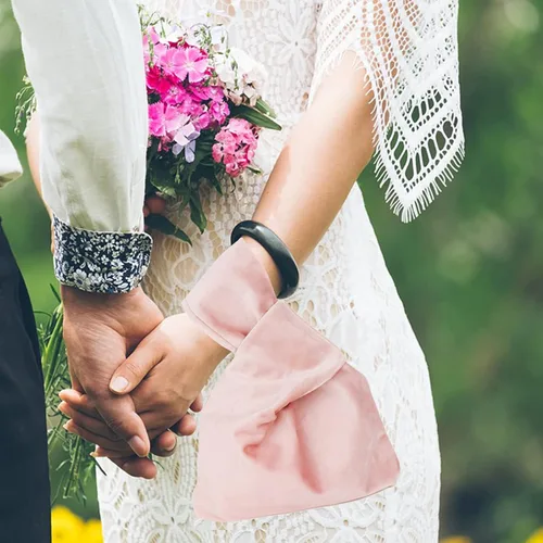 Miniatura 2 de Muka Bolso de pulsera con nudo de terciopelo, estilo japonés, bolso de nudo de lujo, bolsa de noche para mujer