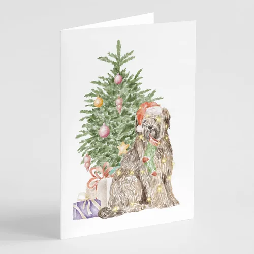 Miniatura 31 de Caroline's Treasures CK8213GCA7P Bulldog, Bulldog Inglés #2 - Tarjetas de felicitación y sobres de árbol de Navidad, paquete de 8 tarjetas en blanco