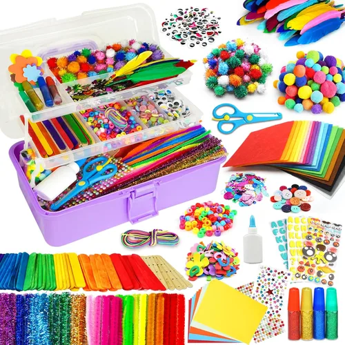 Miniatura 10 de FUNZBO Suministros de Arte y Manualidades Navideñas para Niños - Kits de Manualidades con Limpiapipas, Adhesivos de Paleta, Papel de Construcción