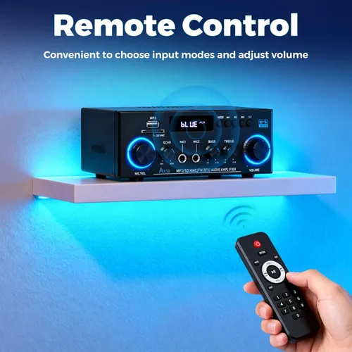 Miniatura 11 de Romicta AK50 Amplificador de audio estéreo, 400 W, sistema de amplificador de potencia Bluetooth 5.0 de 2 canales, amplificador de potencia
