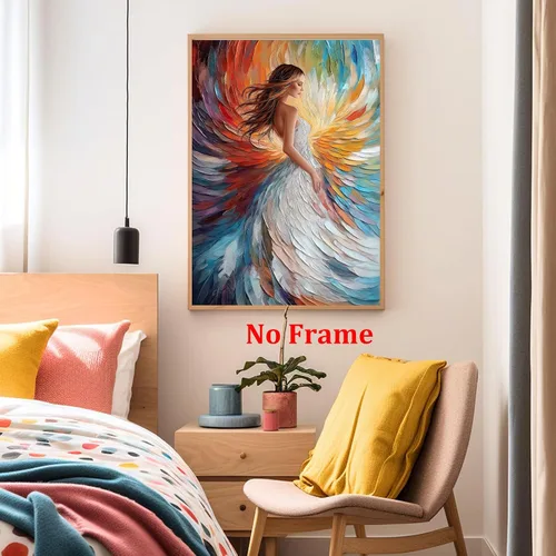 Miniatura 7 de Arte de pared de plumas abstractas, pintura de retrato de mujer, pósteres franceses vintage, pintura de mujeres victorianas, obra de arte de niña