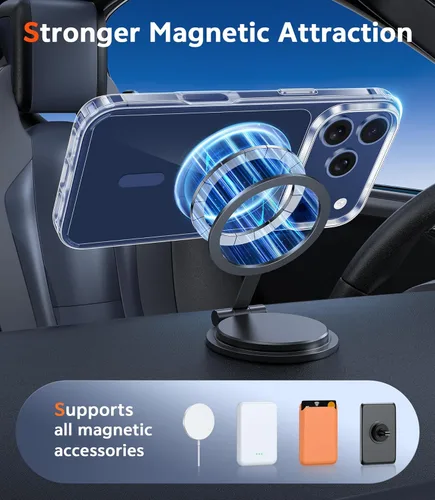 Miniatura 1073 de FNTCASE Funda para iPhone 13 Pro-Max: Fundas magnéticas transparentes compatibles con Magsafe Slim anti amarillamiento protección contra caídas