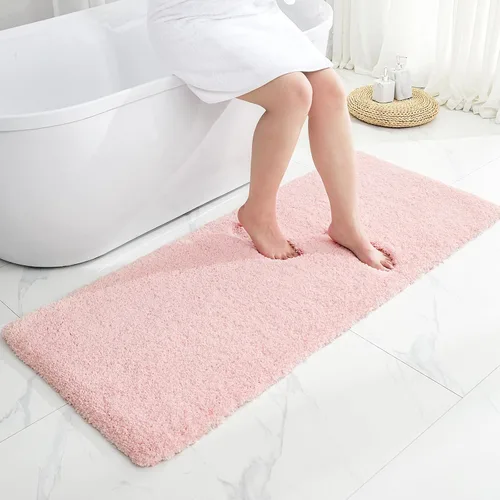Miniatura 23 de Disolla Alfombras pequeñas para baño 17x24 antideslizante, alfombra de baño blanca esponjosa para el suelo del baño, lavable a máquina, alfombra