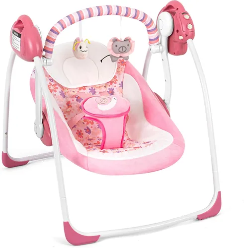 Miniatura 8 de Silla mecedora eléctrica para bebé, columpio portátil para bebé con caja de vibración de música inteligente, columpio para resistencia a la carga