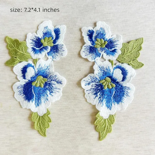 Miniatura 6 de 1 par de parches de peonía azul, parches de flores para ropa de bricolaje, jeans, manualidades de costura