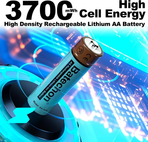 Miniatura 2 de 2 baterías de litio recargables AA, batería AA de 1.5 V 3700 mWh, recargable, compatible con cámara de rastro y controlador de juego, etc.