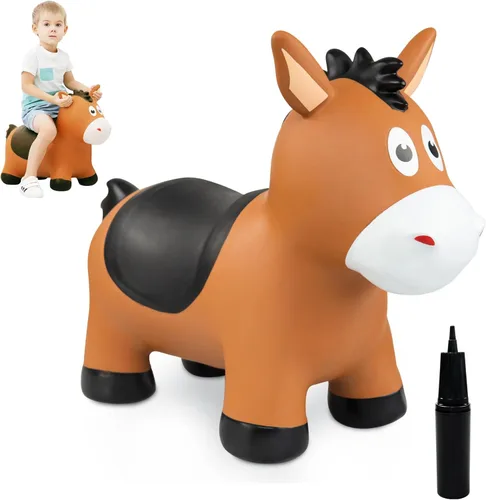 Miniatura 15 de ZOOJOY juguete de león saltarín para niños, caballo de felpa para rebotar para niños pequeños, juguete de caballo saltarín para actividades