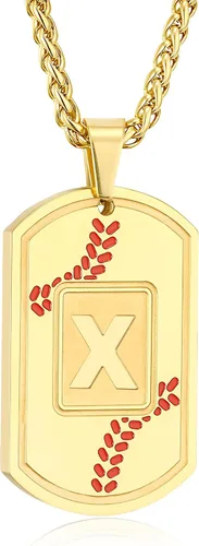 Miniatura 70 de Fervia Graduation Gifts - Baseball Initial Necklace for Men Dog Tag Stainless Steel Letter Pendant Sport Baseball Athletes Jewelry Christmas