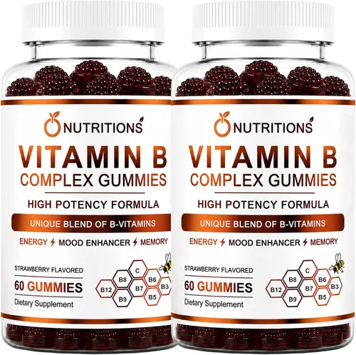 Miniatura 9 de O NUTRITIONS Gomitas veganas de complejo de vitamina B con vitamina B12, B7 como biotina, B6, B3 como niacina, B5, B6, B8, B9 como folato