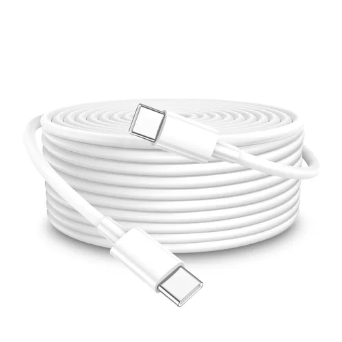 Miniatura 16 de Cable USB C a USB C de 100 W, paquete de 2 unidades de 10 pies, cable USB tipo C a tipo C, cable USB-C compatible con iPhone Blanco