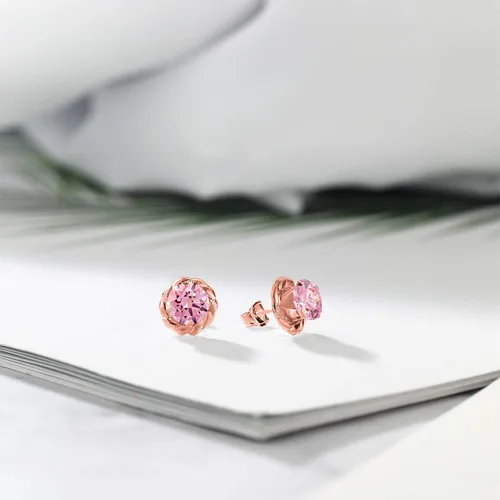 Miniatura 53 de Gem Stone King Aretes de plata de ley 925 de 0.236 in con piedra natal redonda para mujer