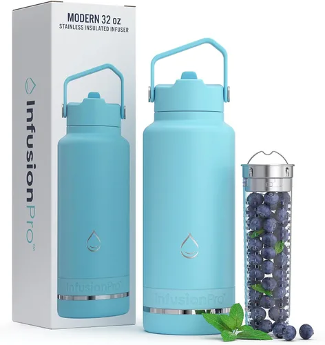 Miniatura 17 de Infusion Pro Botella de agua con infusor de frutas, acero inoxidable aislado al vacío (20 onzas), libro electrónico de recetas de infusión de Lagoon