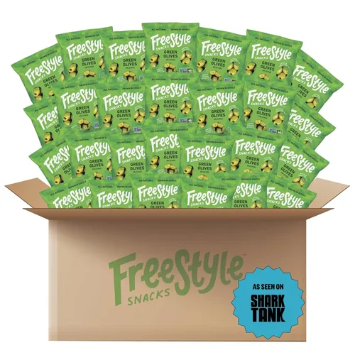 Miniatura 20 de Freestyle Snacks Paquetes de Aperitivos de Aceitunas – Porción Individual – Aceitunas Verdes Frescas Deshuesadas, Tamaño Jumbo, Cultivadas
