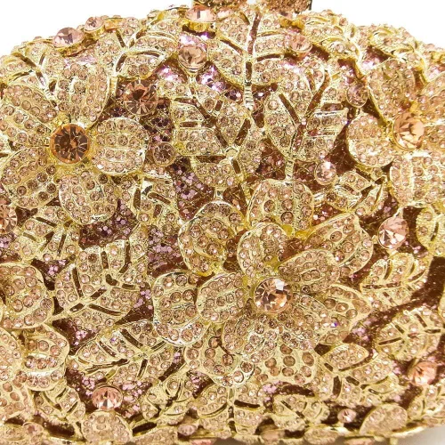 Miniatura 4 de Boutique De FGG Bolso de noche de flores de embrague de cristal de lujo para mujer, bolso de boda nupcial, bolso