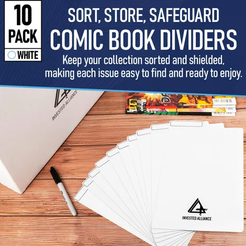 Miniatura 2 de Divisores blancos para cómics (paquete de 10) Plástico de polietileno de 30PT, contenedores, gabinetes, divisores de biblioteca, tableros
