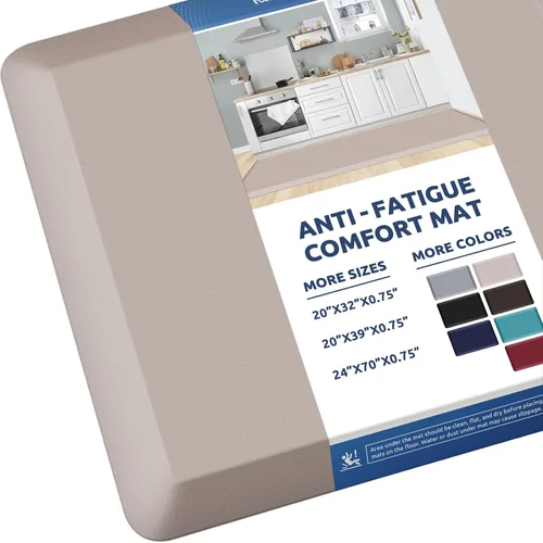 Miniatura 75 de KitchenClouds Alfombra de cocina acolchada anti fatiga, 17.3 x 60 pulgadas, impermeable, antideslizante, tapete de escritorio cómodo, para cocina