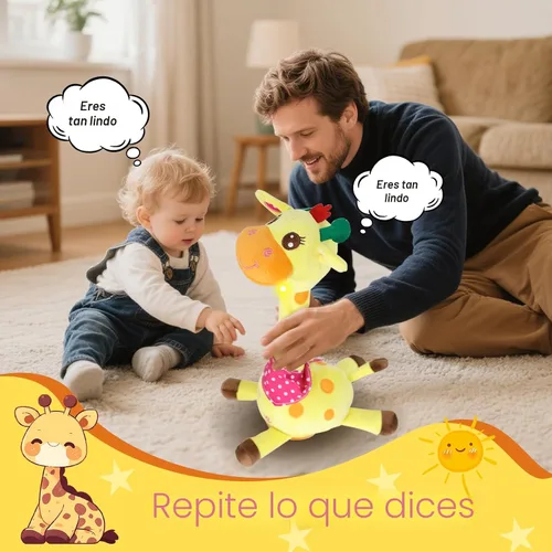 Miniatura 3 de Hunfur - Juguete de Jirafa que Habla y Baila, Animal de Peluche que Repite lo que Dices con Luz que Brilla, Juguete para Bebés de 3-18 Meses, Regalo