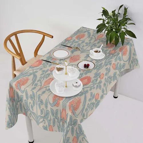 Miniatura 14 de Mantel de Mesa William Morris, Diseño Original William Morris Rústico de Granja Familiar con Estampado Étnico Mínimo para Decoración de Fiesta