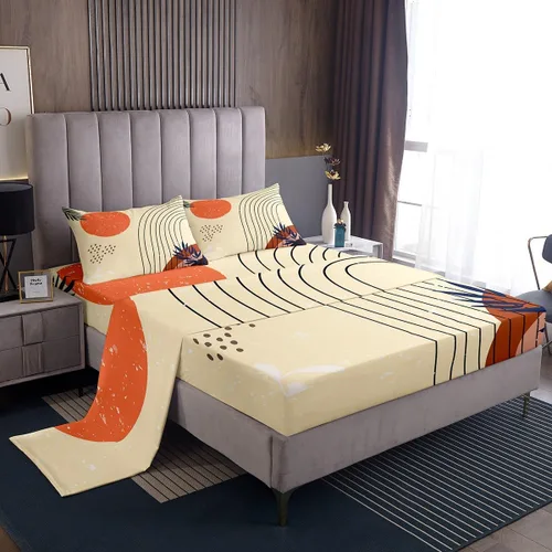 Miniatura 14 de Erosebridal Juego de sábanas de cama negro y rojo, juego de sábanas de tamaño individual abstracto moderno, sábanas a cuadros brillantes 3D, juego