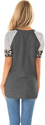 Miniatura 3 de Blusa con estampado de leopardo para mujer, manga larga, cuello redondo, patchwork