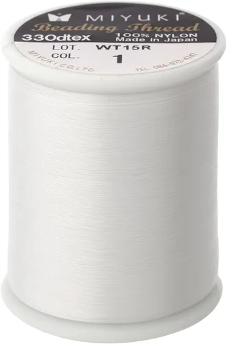 Miniatura 20 de Hilo para abalorios Miyuki – Hilo de nylon previamente encerado para proyectos de enhebrado, carrete de 50 m/55 yardas, color marrón, diámetro