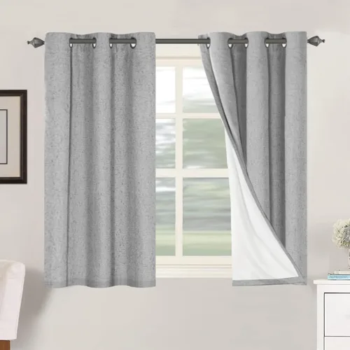 Miniatura 227 de H.VERSAILTEX Cortinas opacas de lino de 72 pulgadas de largo, 100% absolutamente opacas, con aislamiento térmico, con textura de lino, cortinas