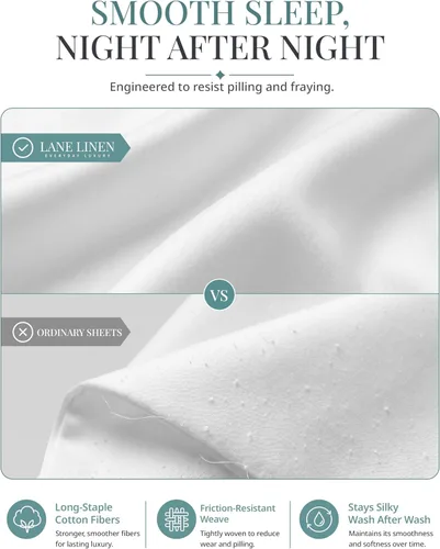Miniatura 6 de LANE LINEN - Sábanas tamaño Split King para cama ajustable, 450 hilos, 100% algodón, 2 sábanas bajeras individuales XL, con bolsillo profundo