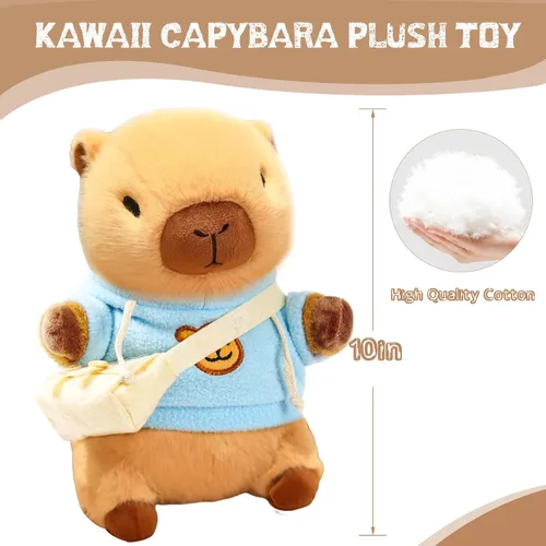 Miniatura 2 de Capybara - Peluche de Capybara con 9 prendas y accesorios, súper suave, para niños y niñas de 10.2 pulgadas (Capybara negro)