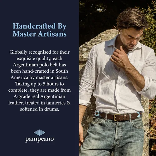 Miniatura 4 de Pampeano Cinturón de polo Hecho a mano por maestros artesanos Cinturones gaucho argentinos en caja de regalo Cuero argentino cosido a mano