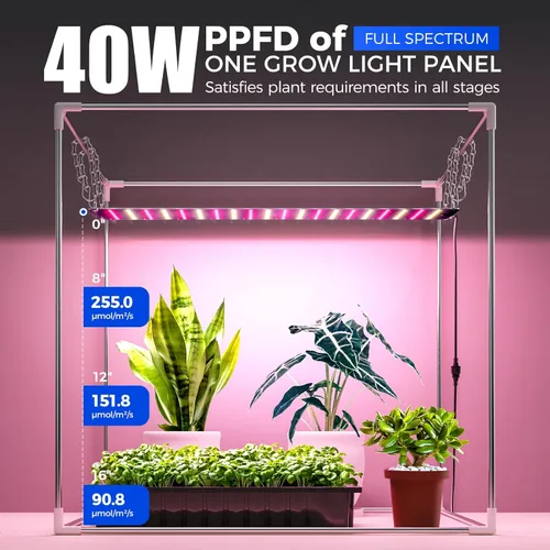 Miniatura 8 de Barrina Mini invernadero portátil con luces LED de cultivo para plantas de interior, luz de planta de alto rendimiento de 40 W, pequeño invernadero