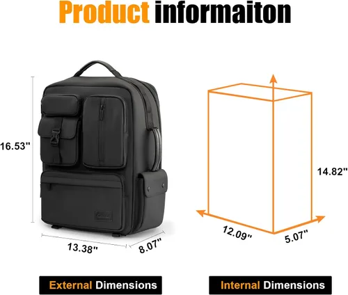 Miniatura 9 de Cwatcun Mochila para cámara DSLR/SLR/SLR/sin espejo para fotógrafos, funda de piel impermeable con soporte para trípode y portátil compatible