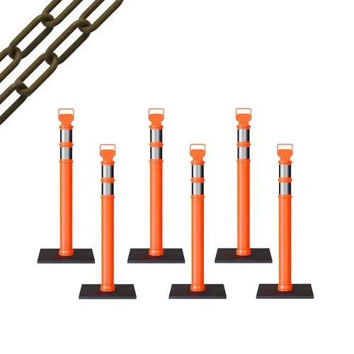 Miniatura 9 de Trafford Industrial - Paquete de 6 postes de delineador de 45 pulgadas, collares reflectantes de 3 pulgadas, base de goma de 10 libras