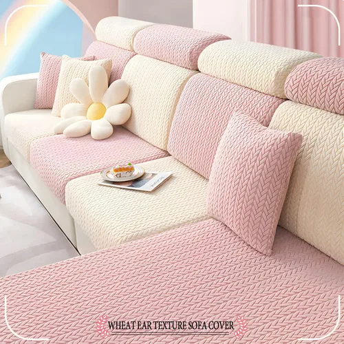 Miniatura 5 de Fundas elásticas para sofá modular en forma de L, con textura de oreja de trigo, fundas para sofá reclinable, protector de muebles antideslizante