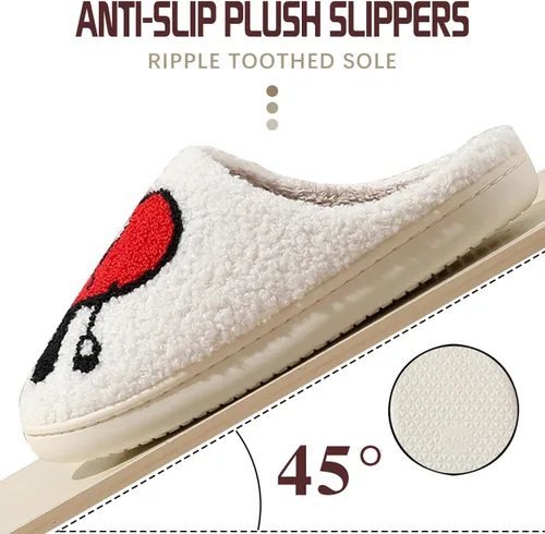Miniatura 5 de Las bonitas pantuflas de conejito malo perfectas para mujeres y hombres bordado de dibujos animados pantuflas cálidas de invierno con patrón de amor