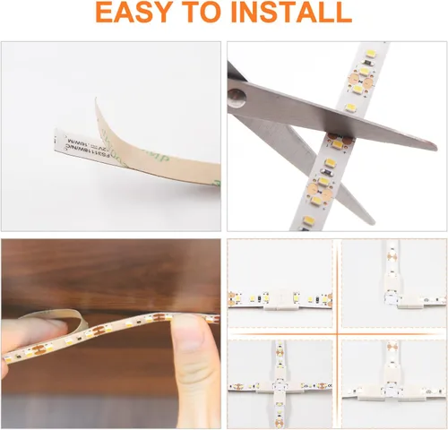 Miniatura 5 de VST Tira de luces LED de color blanco cálido, 120 LEDs/m, 1000 lm/M, 9.6 W/M, CRI 90+, cinta LED de 12 V 2835 cortable, conectable, tiras LED