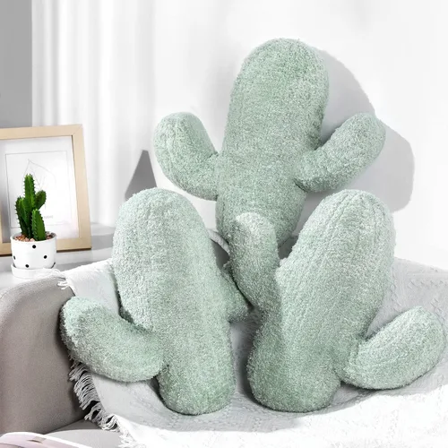 Miniatura 8 de Namalu 2 almohadas 3D con forma de cactus de 16 pulgadas para amantes de las plantas, almohadas decorativas de cactus de felpa, cojín de sofá