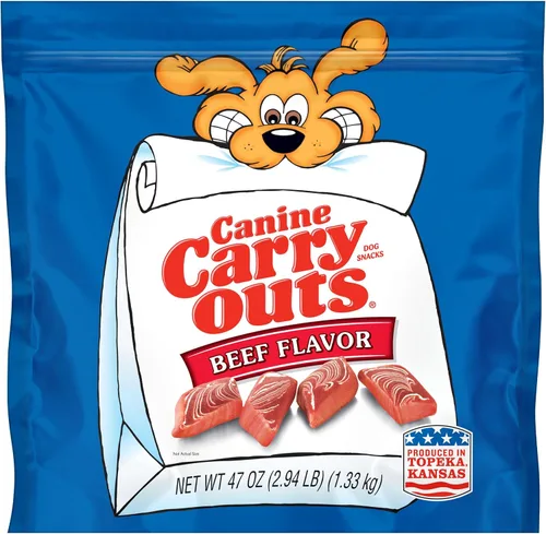 Miniatura 9 de Canine Carry Outs Golosinas para perros, sabor a ternera, bolsa de 47 onzas