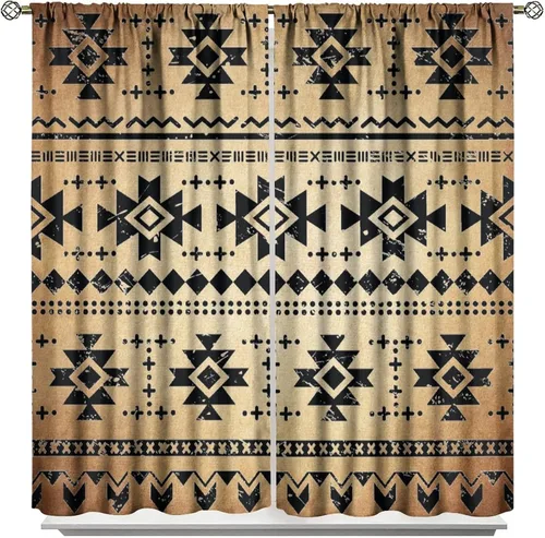 Miniatura 9 de Cortinas aztecas tribales, cortinas nativas, boho, cráneo, patrón tribal nativo, oscurecimiento de habitación, bolsillo para barra, tratamiento